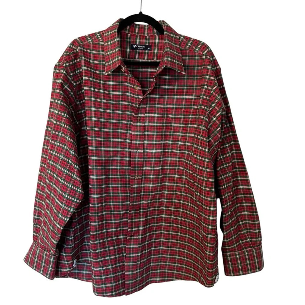 Cremieux Classics Mens Long Sleeve Button Front Red/Green Plaid Shirt Sz XXL GUC